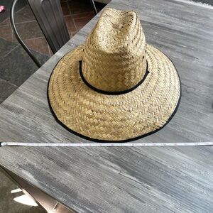 Stylish Straw Sun Hat with Black Trim